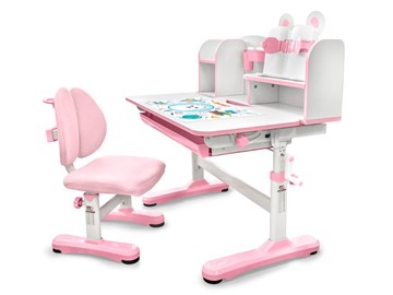 Растущая парта + стул Mealux EVO Panda XL pink BD-29 PN, столешница белая / пластик розовый в Йошкар-Оле