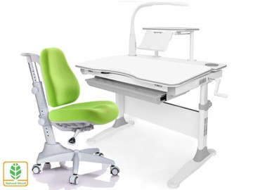 Растущая парта + стул Mealux EVO Evo-30 G (арт. Evo-30 G + Y-528 KZ) (дерево)/(стол+полка+кресло+чехол+лампа)/ белая столешница (дерево), цвет пластика серый в Йошкар-Оле